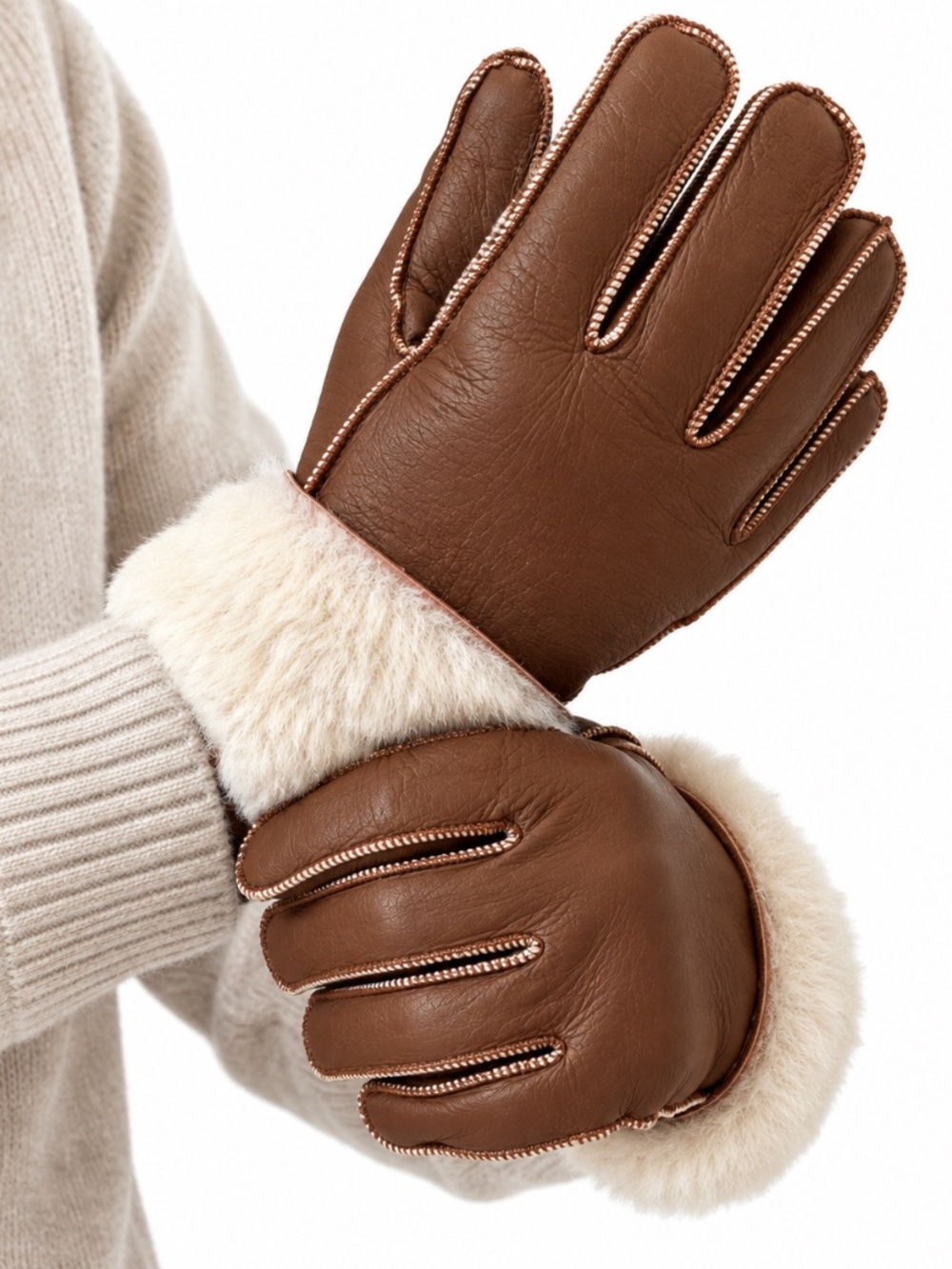 Unisex Premium Shearling Sheepskin Leather Gloves